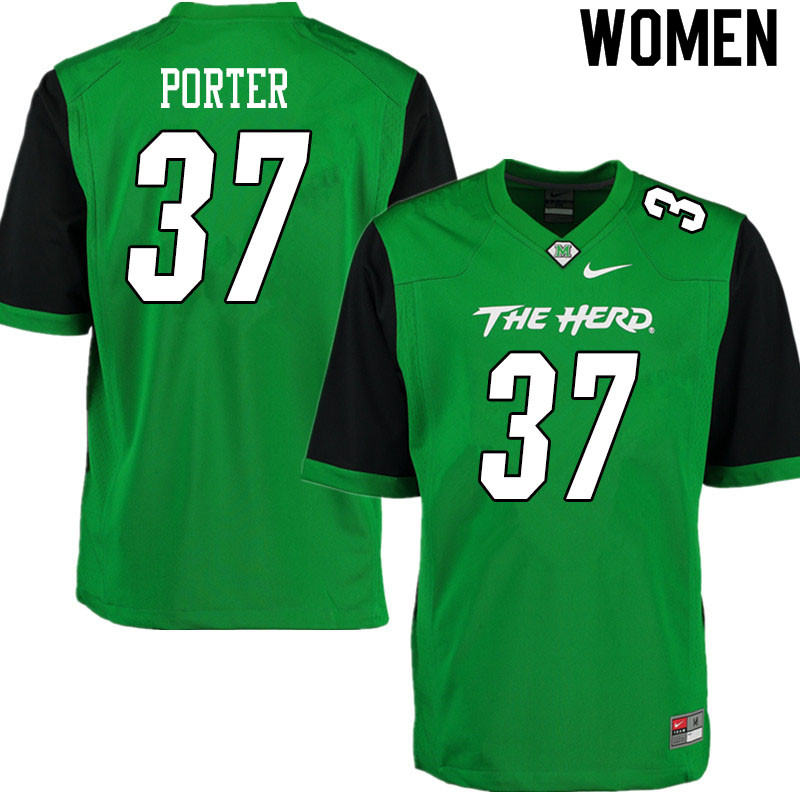 Women #37 Zane Porter Marshall Thundering Herd College Football Jerseys Sale-Gren